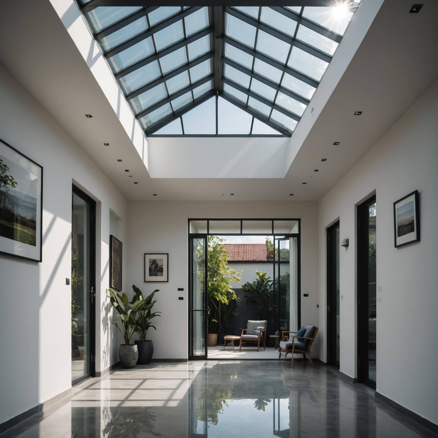 Aluminium framed skylight installed on extension