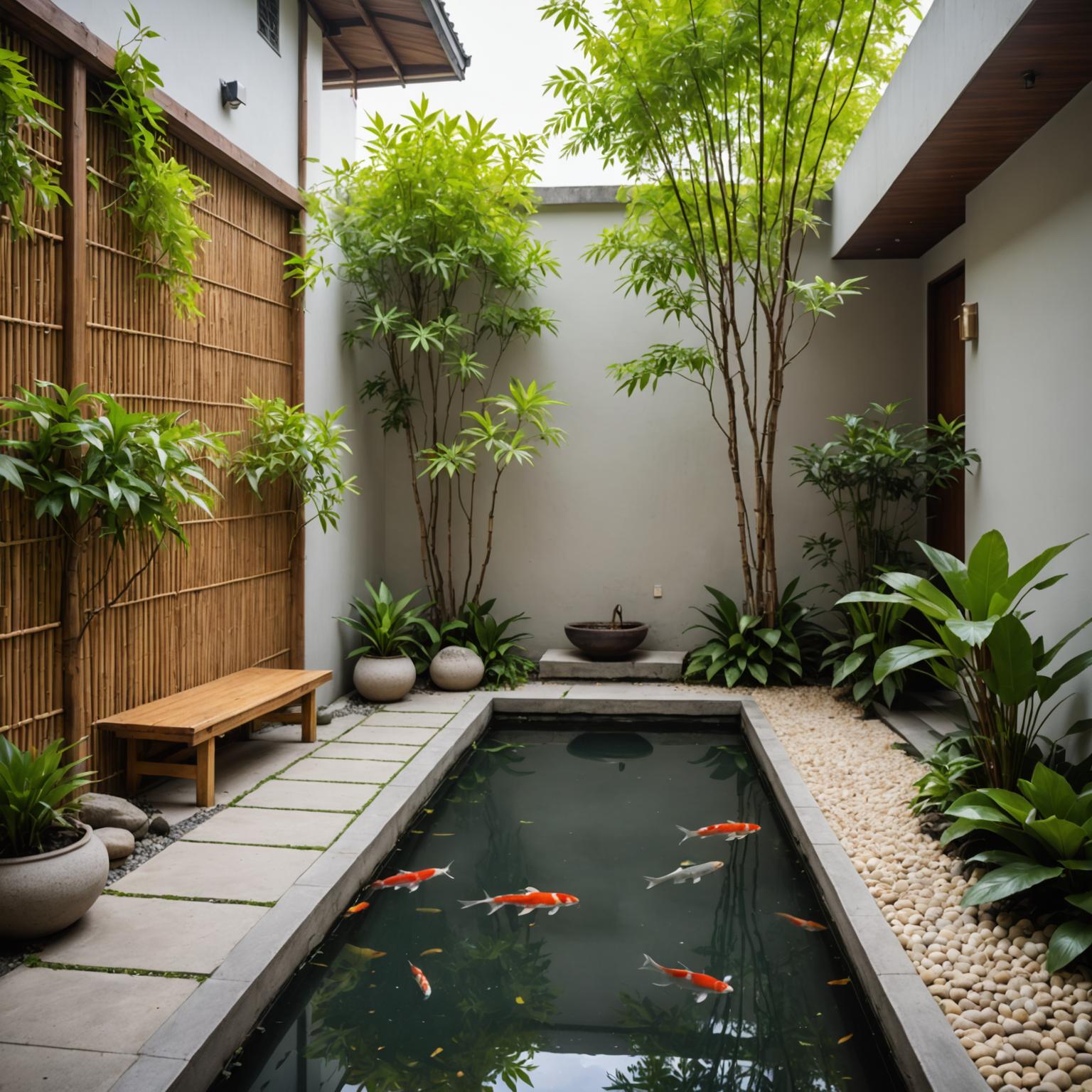 Inner courtyard with koi pond